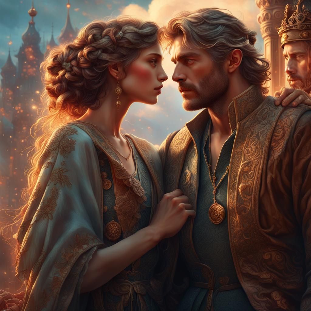Epic Romantic Love Portrait in Digital Art Style