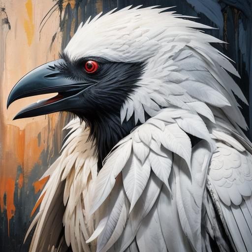 Disturbing White Raven in Gothic Impressionist Style
