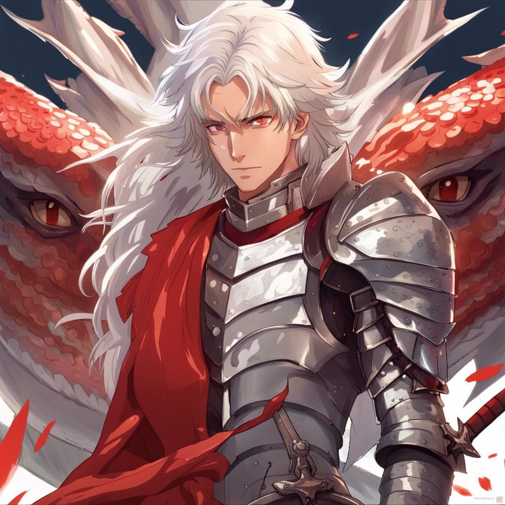 Targaryen Prince and Red Dragon in Anime Style