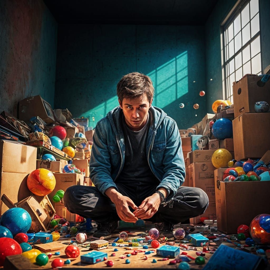 Hyperrealistic Life in an Empty Box Concept Art