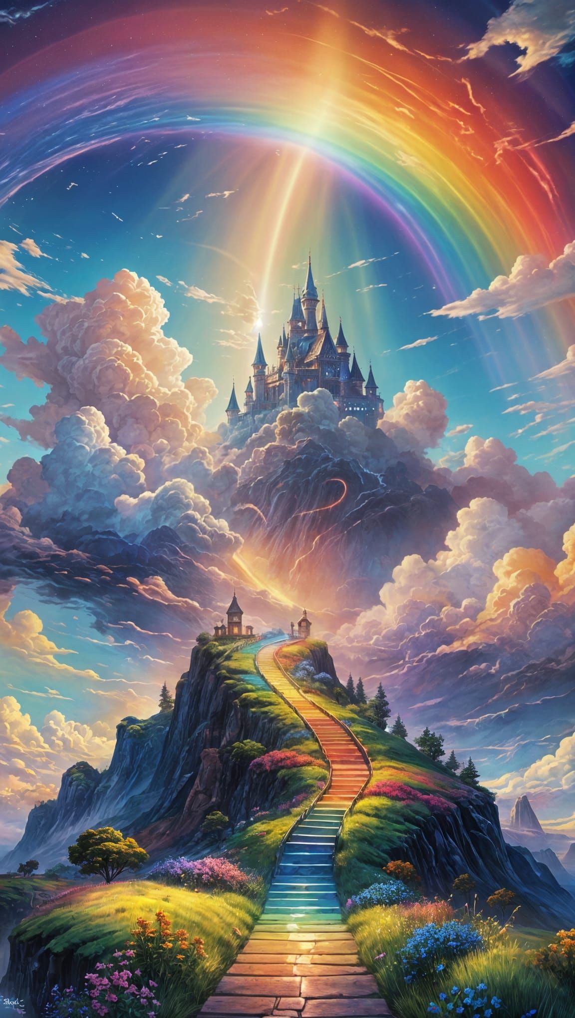 Rainbow Path to Sky: Digital Fantasy Art