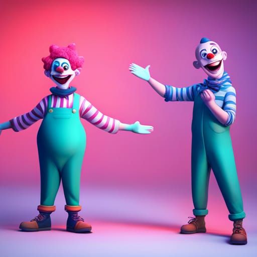 Vibrant Clowns in a Whimsical 3D World