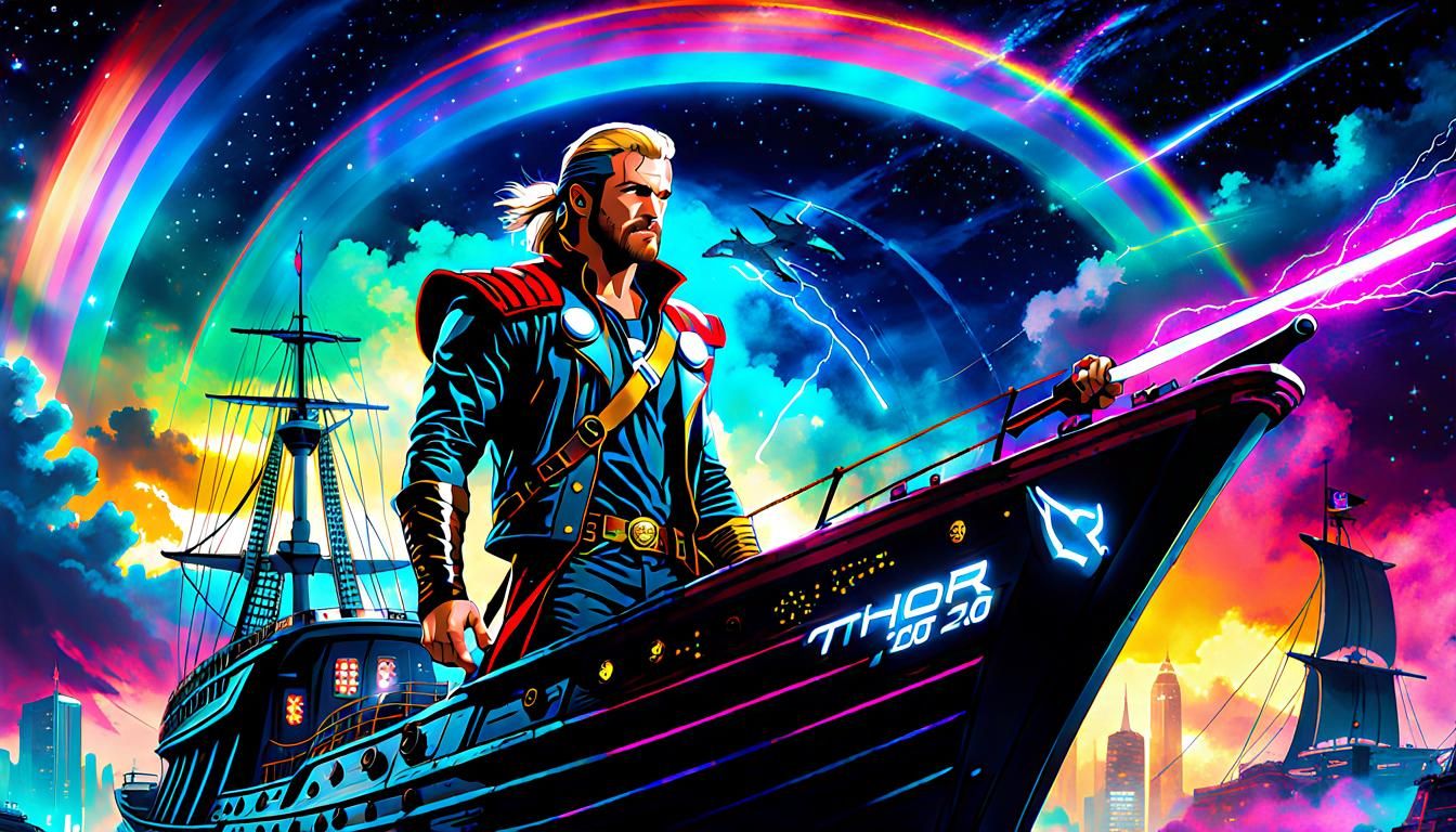 Cyberpunk Thor Sails the Cosmos as Pirate