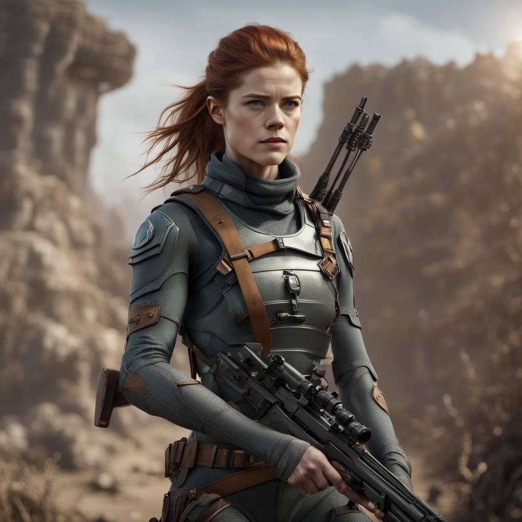 Tactical Military Woman in Detailed Matte Painting