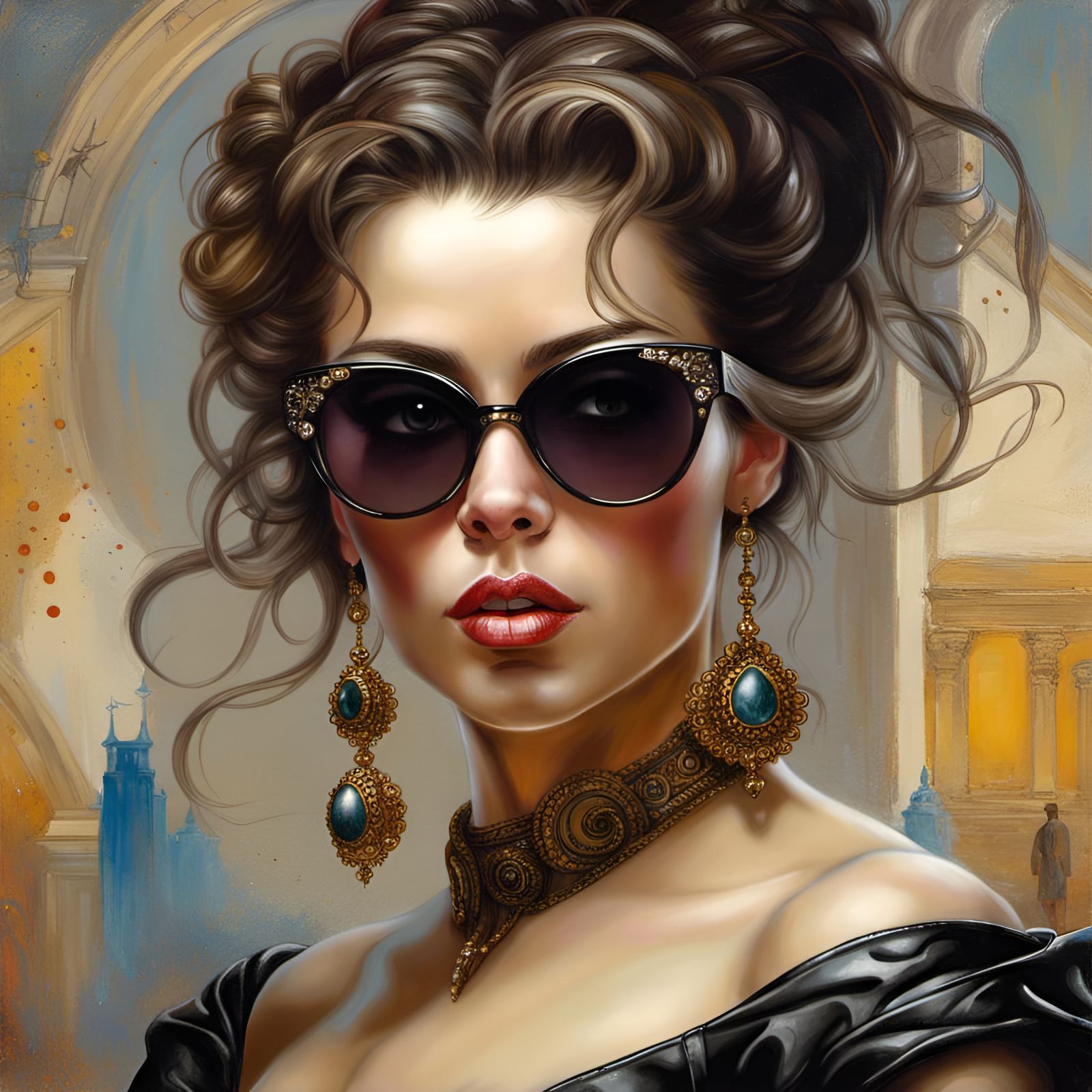 Princess Belle in Leather: Hyperrealistic Portrait