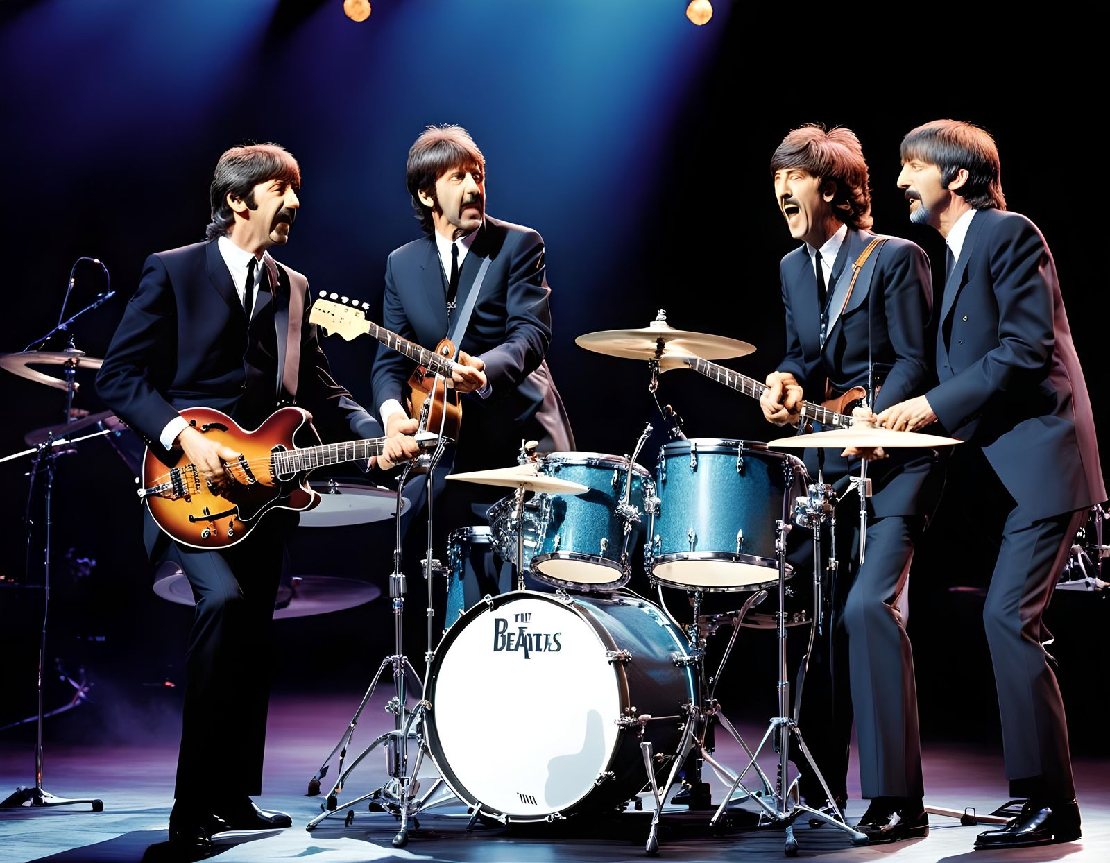 The Beatles Reunion Concert in 1995: AI-Generated Photo