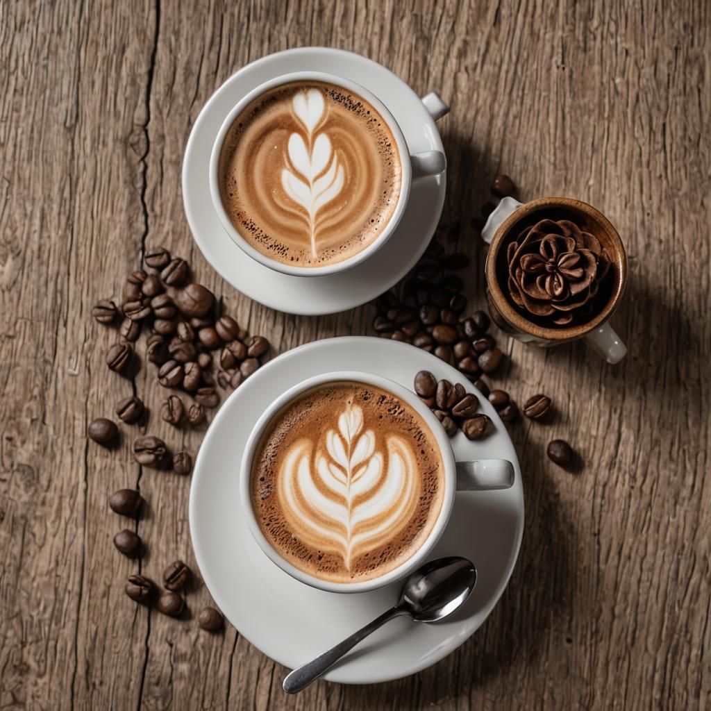 Hourglass Latte Art in Hyperrealistic Photo