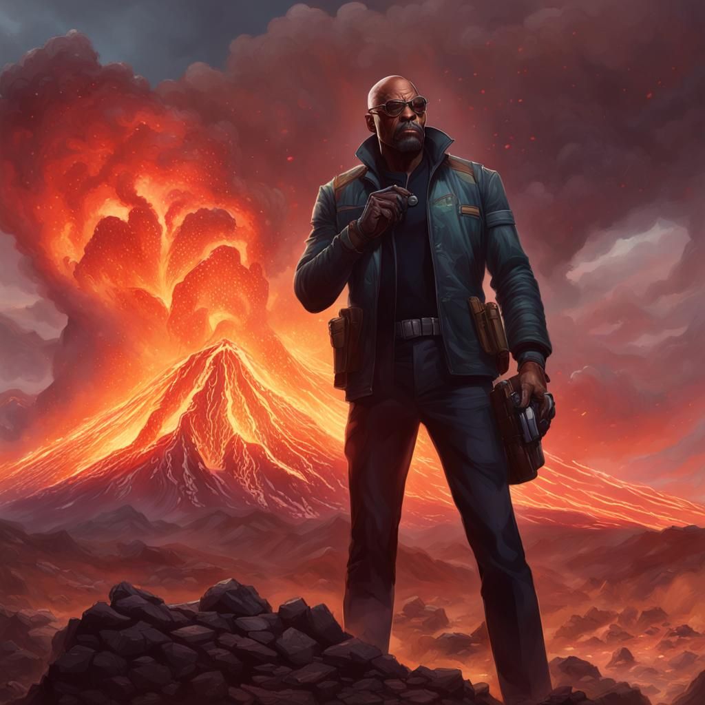 Nick Fury Photographs a Volcanic Eruption