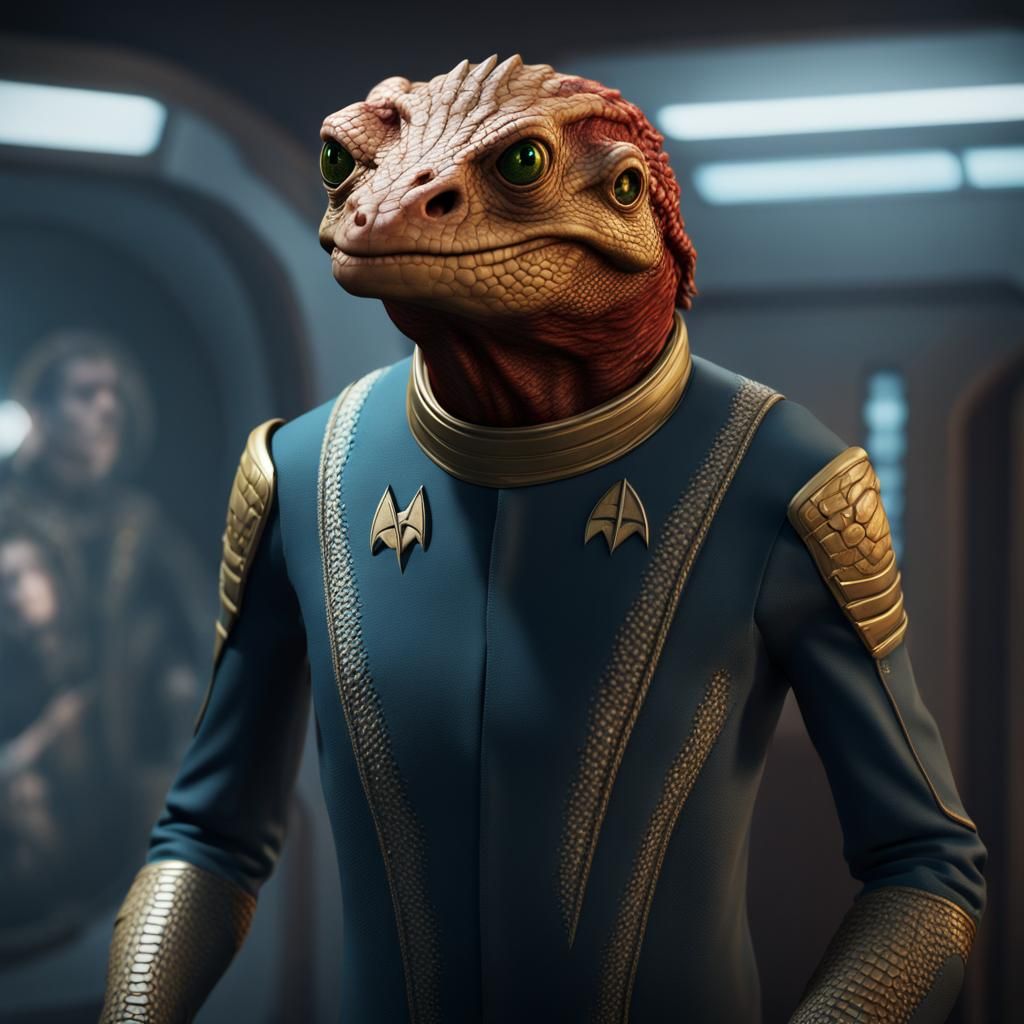 Reptilian Humanoid in Starfleet Uniform