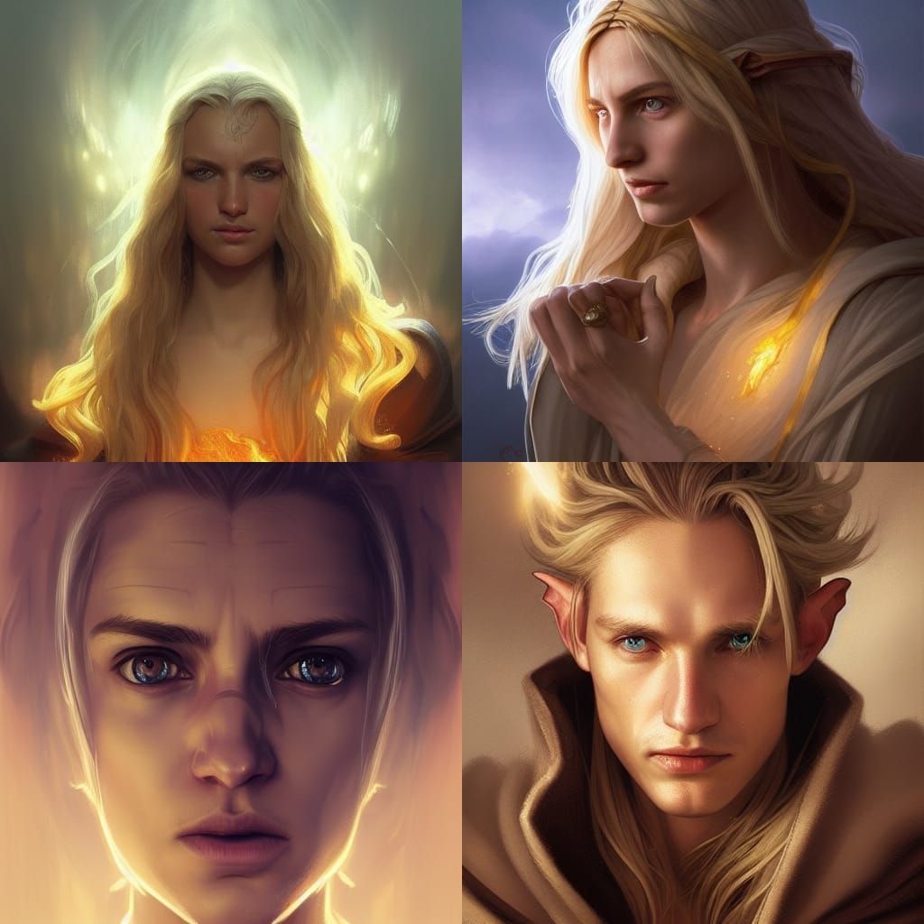 Elven Wizard Portrait in Detailed Fantasy Art Style
