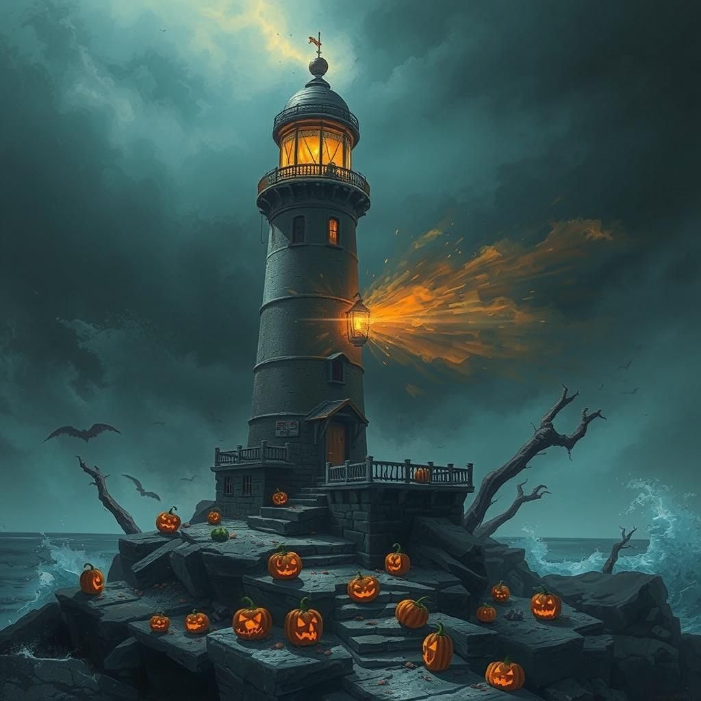 Stormy Lighthouse Beacon of Restless Spirits