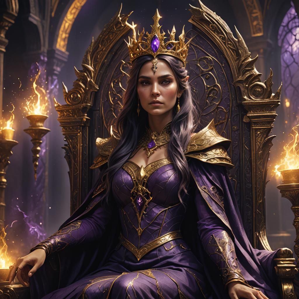 Fantasy Sorceress Casting Spell in Throne Room