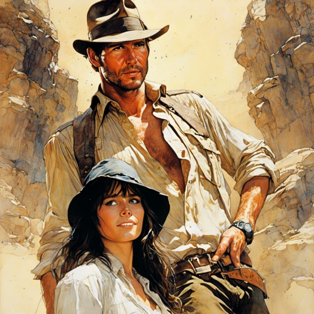 Harrison Ford and Karen Allen from the 1981 film "Raiders of...