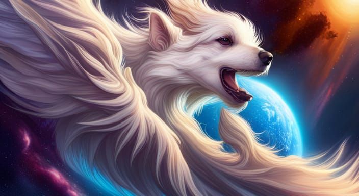 Dog Flies Through Space: Hyperdetailed Concept Art