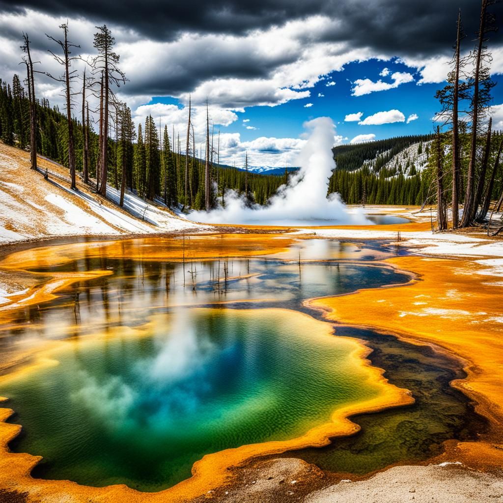 Yellowstone Park Scene Framed as a Postcard