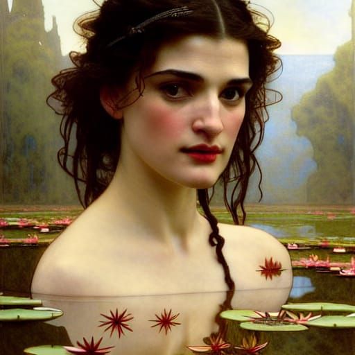 Rachel Weisz Gazing into Lotus Pond, Ethereal Art