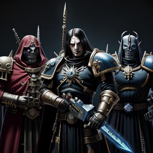 Chaos Space Marine Inspecting Power-Sword in Gothic Style