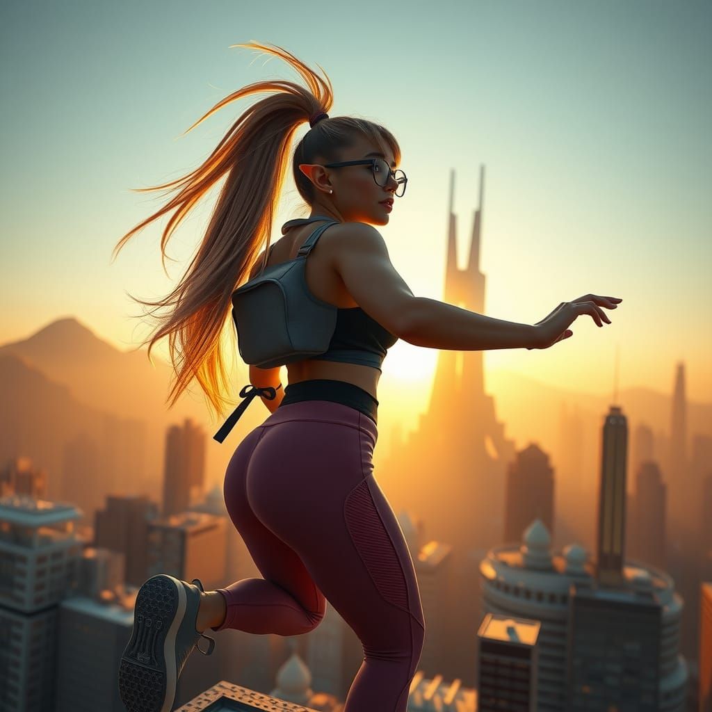 Elf Parkour in Utopian City, Anime Style