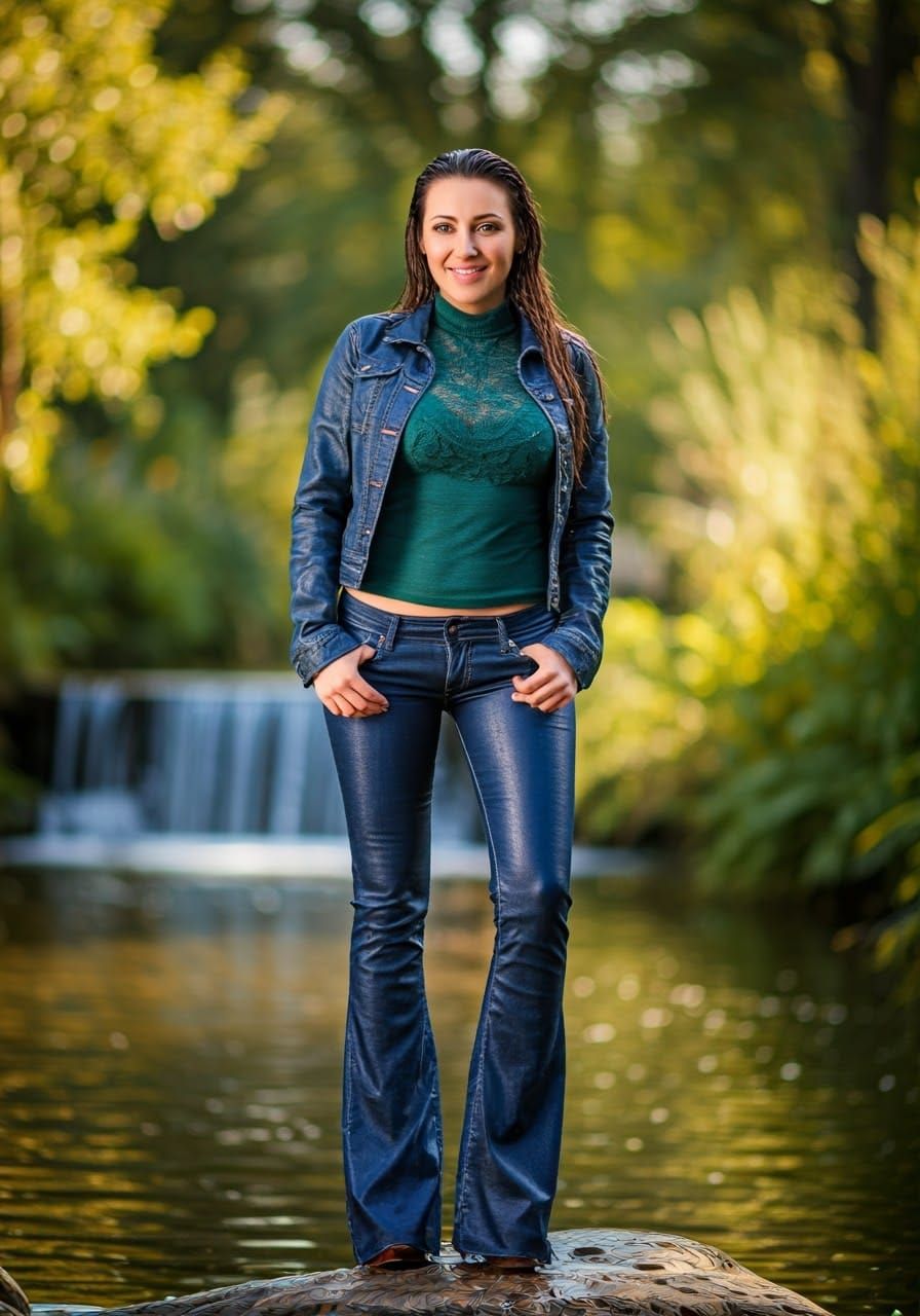Sun-Kissed Joy Below the Waterfall