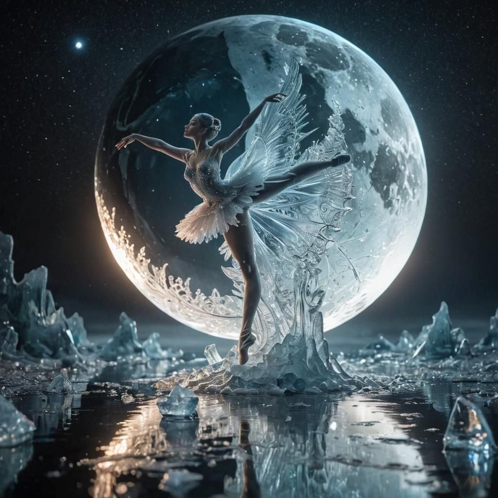 Refractive Ice Sculpture of a Ballerina