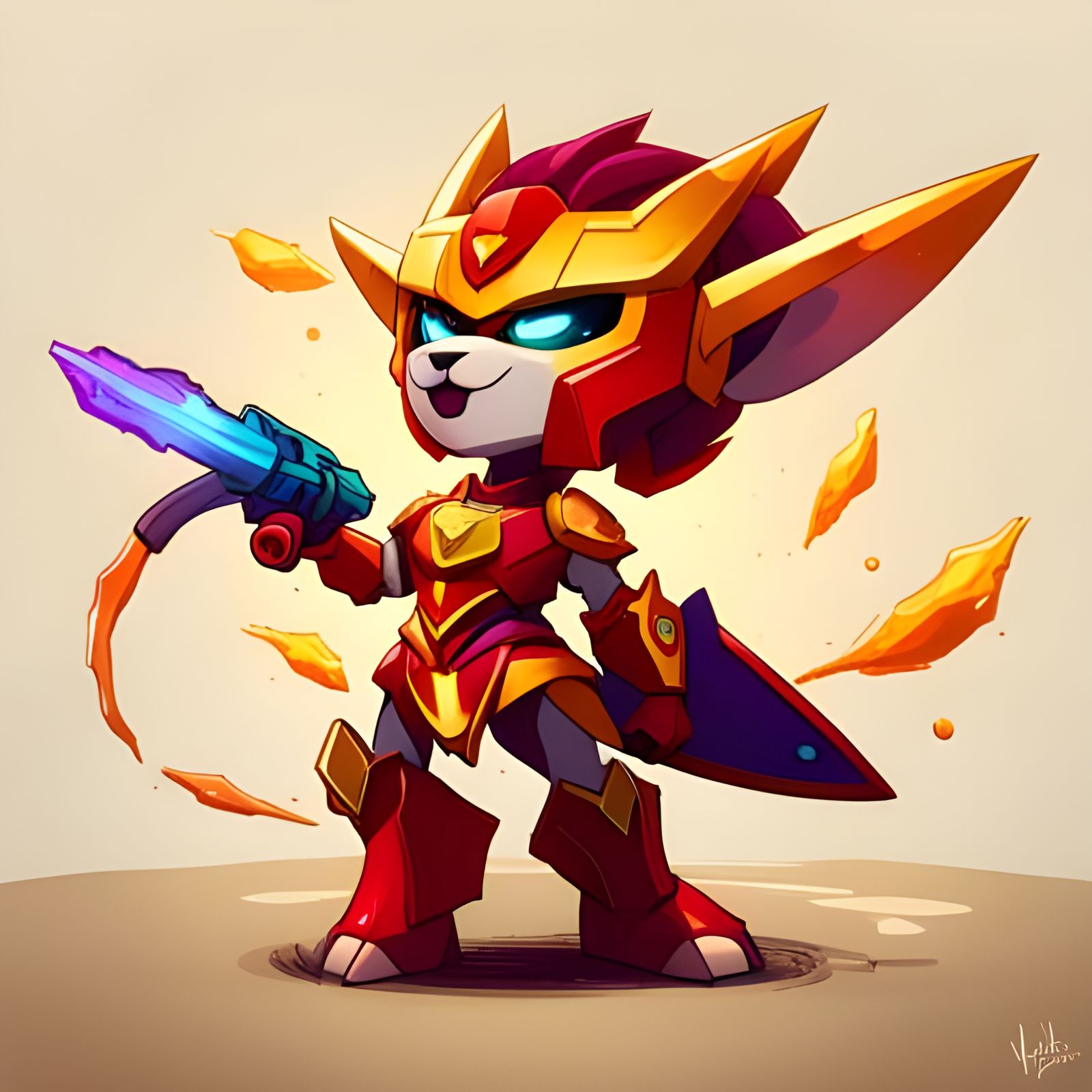 Chibi Anthro Rodimus Knight Splash Art