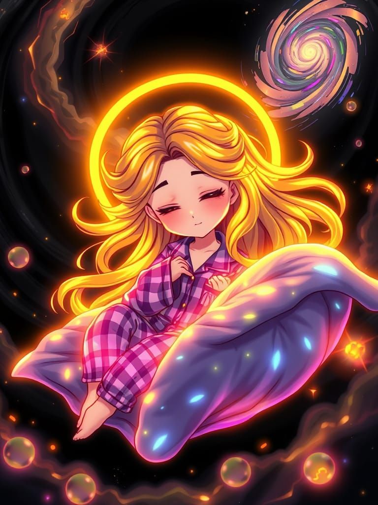 Dreamy Asian Goddess in Celestial Anime Style