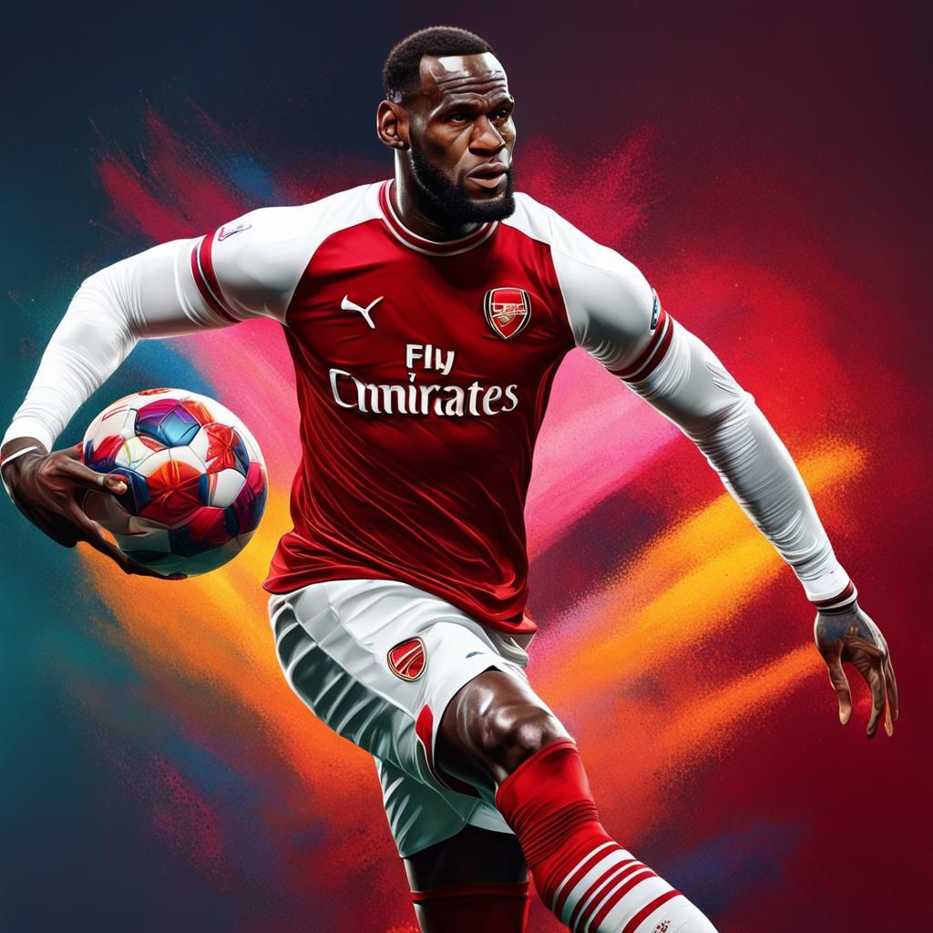Lebron James Plays Football for Arsenal: Hyperrealistic Art