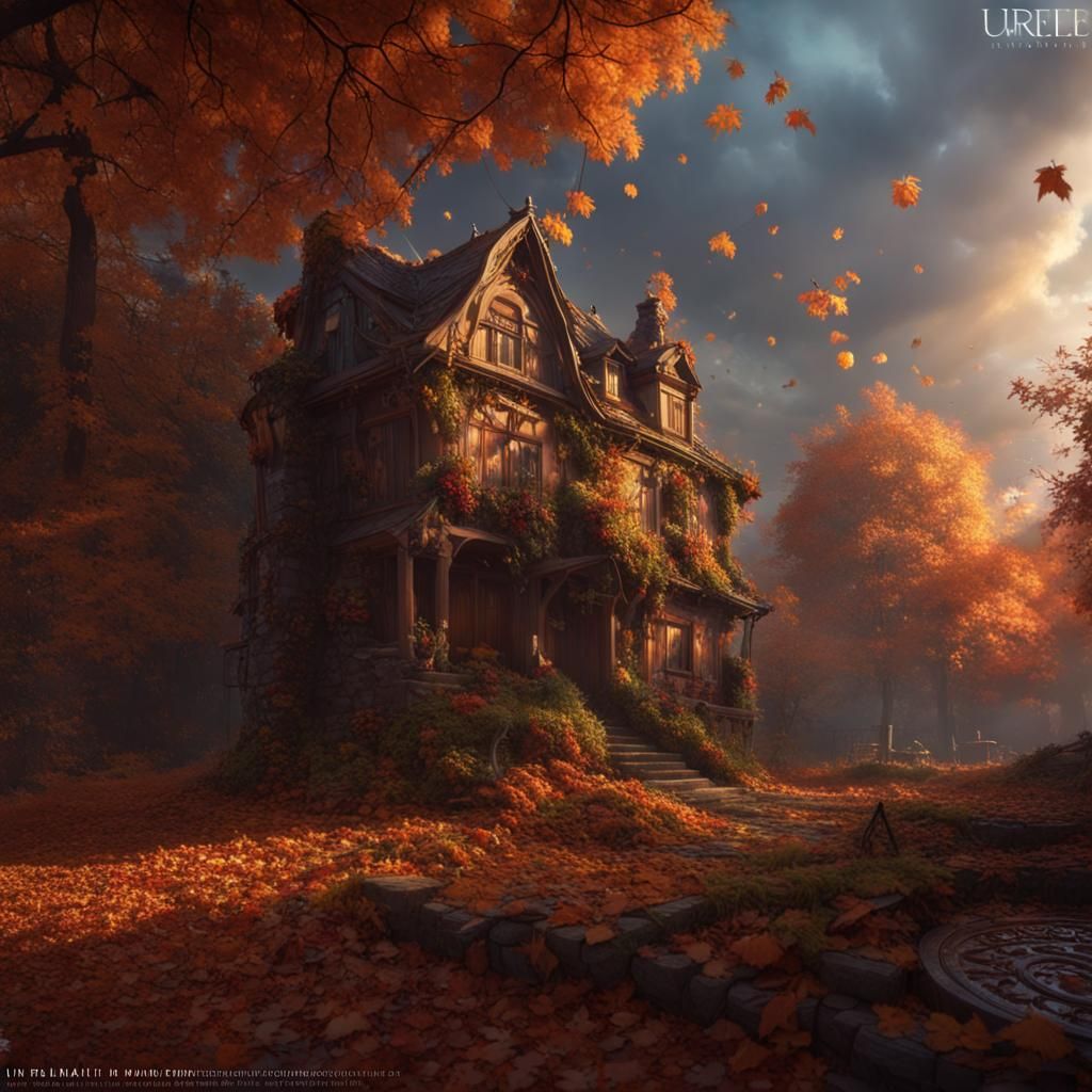Enchanted Autumn Rain: Fantasy Concept Art