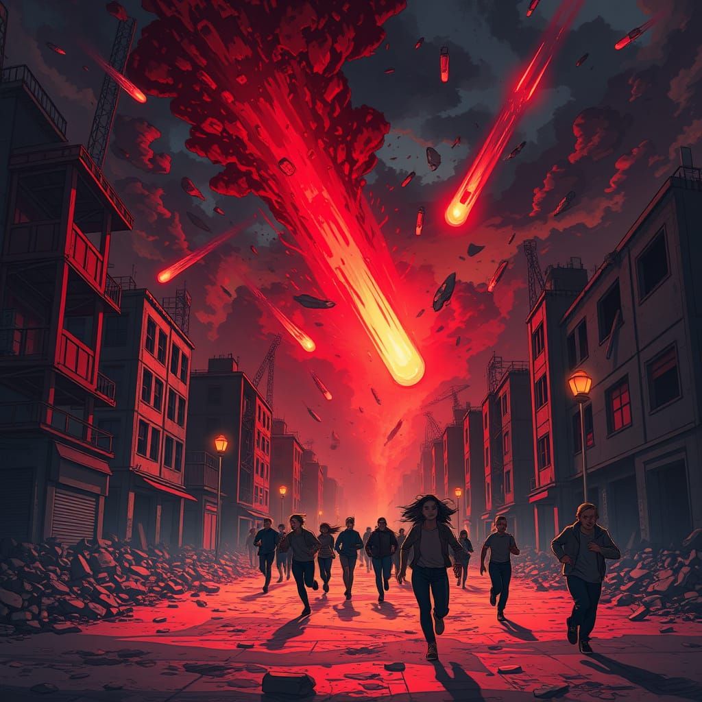 Post-Apocalyptic Cityscape in Vibrant Cel-Shaded Manga Style