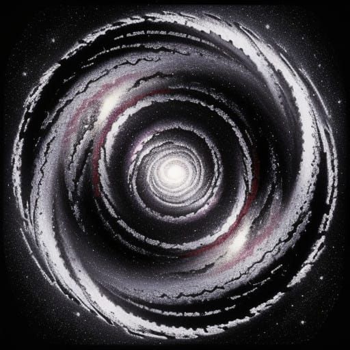 Spiral Galaxy Line Art in Intricate Crosshatching