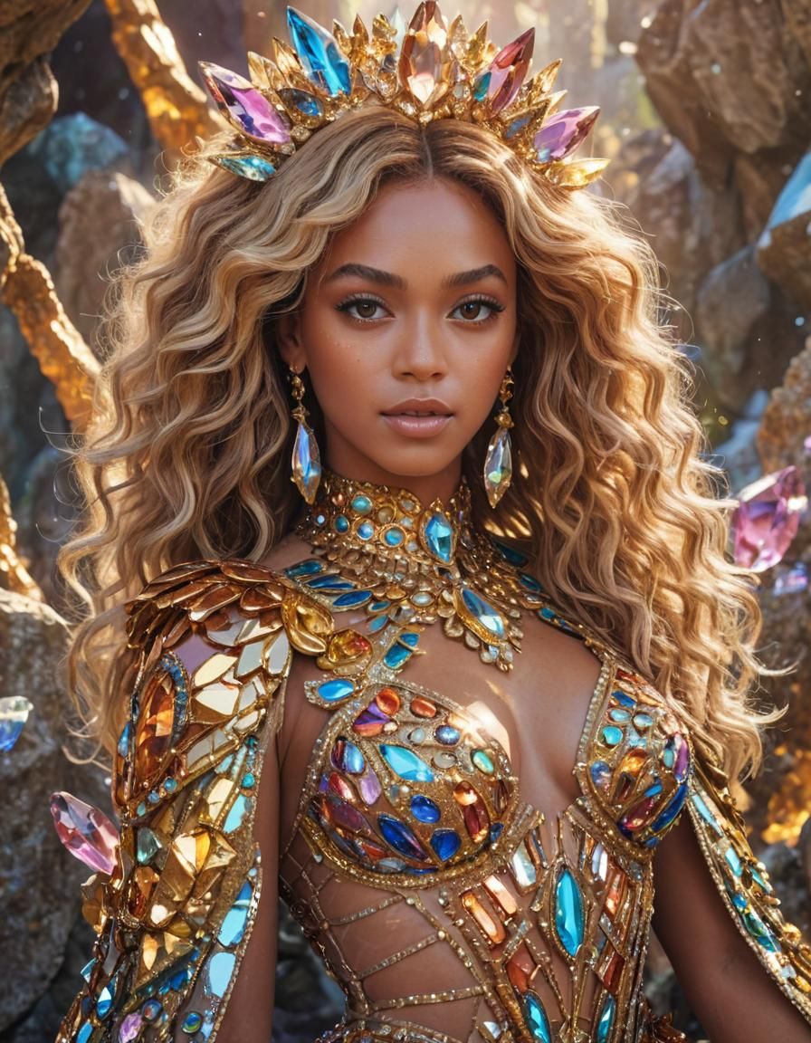 Beyonce Lookalike in Haute Couture Anime Illustration