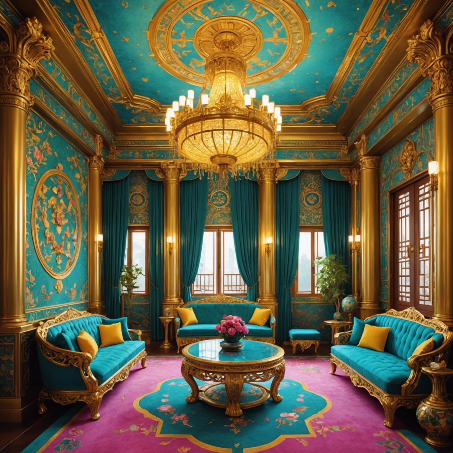 Futuristic Chinese Palace Interior in 8k