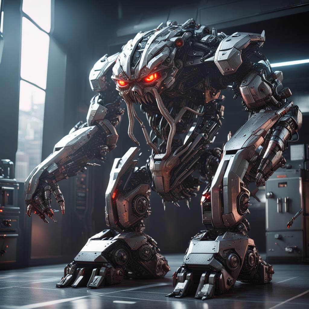 Angry Fridge Monster with Sci-Fi Mech Details