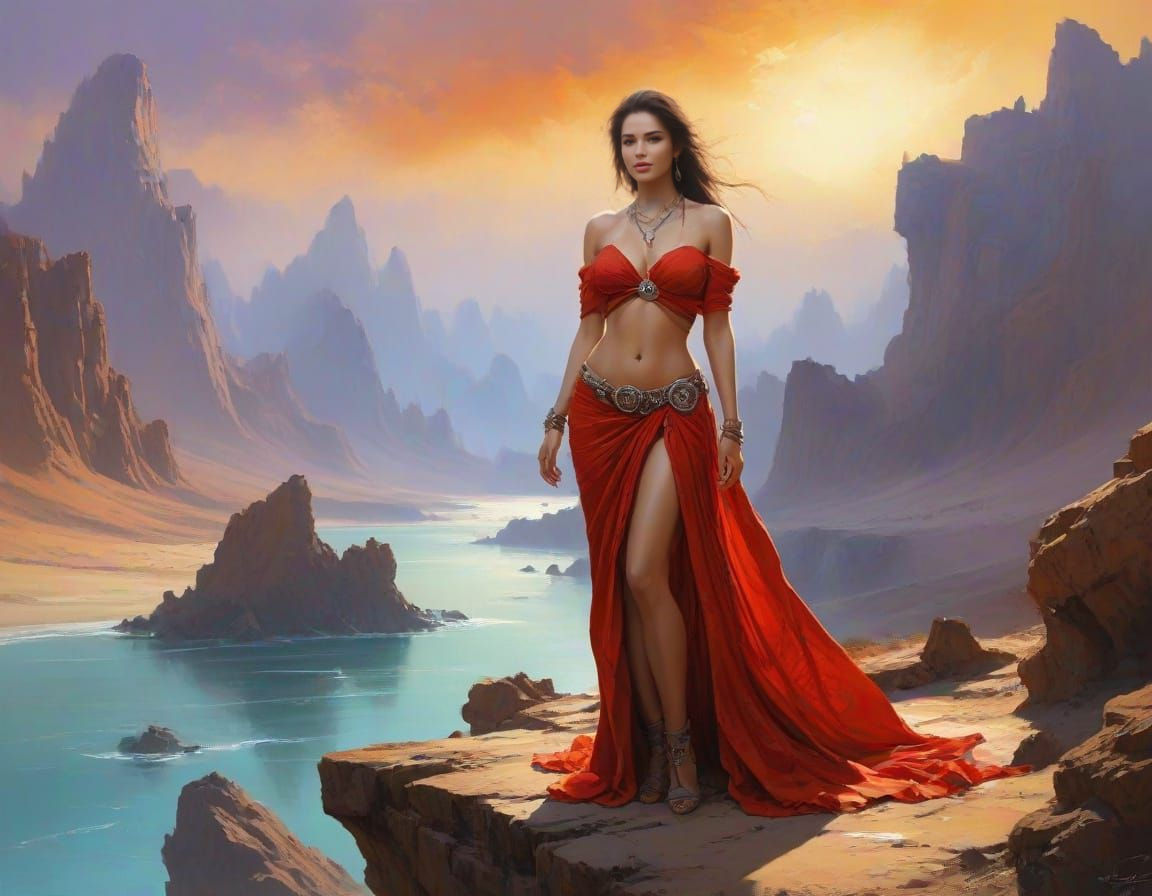Sensual Nomad Queen in Flamboyant Fantasy Portrait
