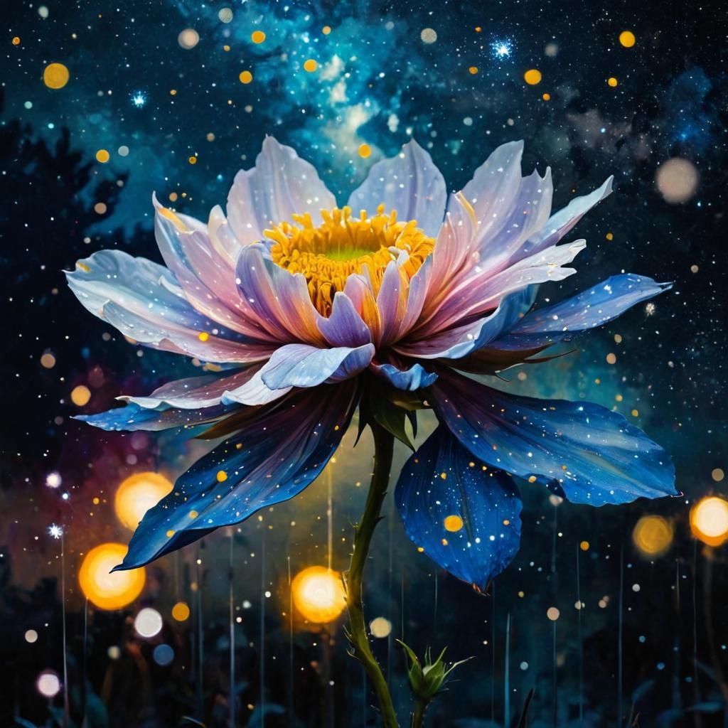 Starry Night Flower: Dreamscape Matte Painting