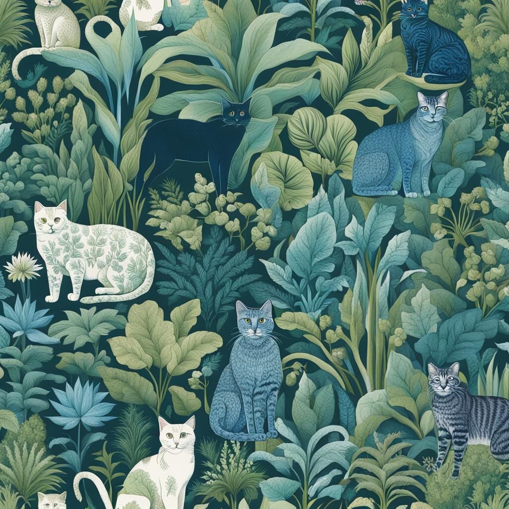 Intricate vibrant wallpaper natural designs in beautiful blu...