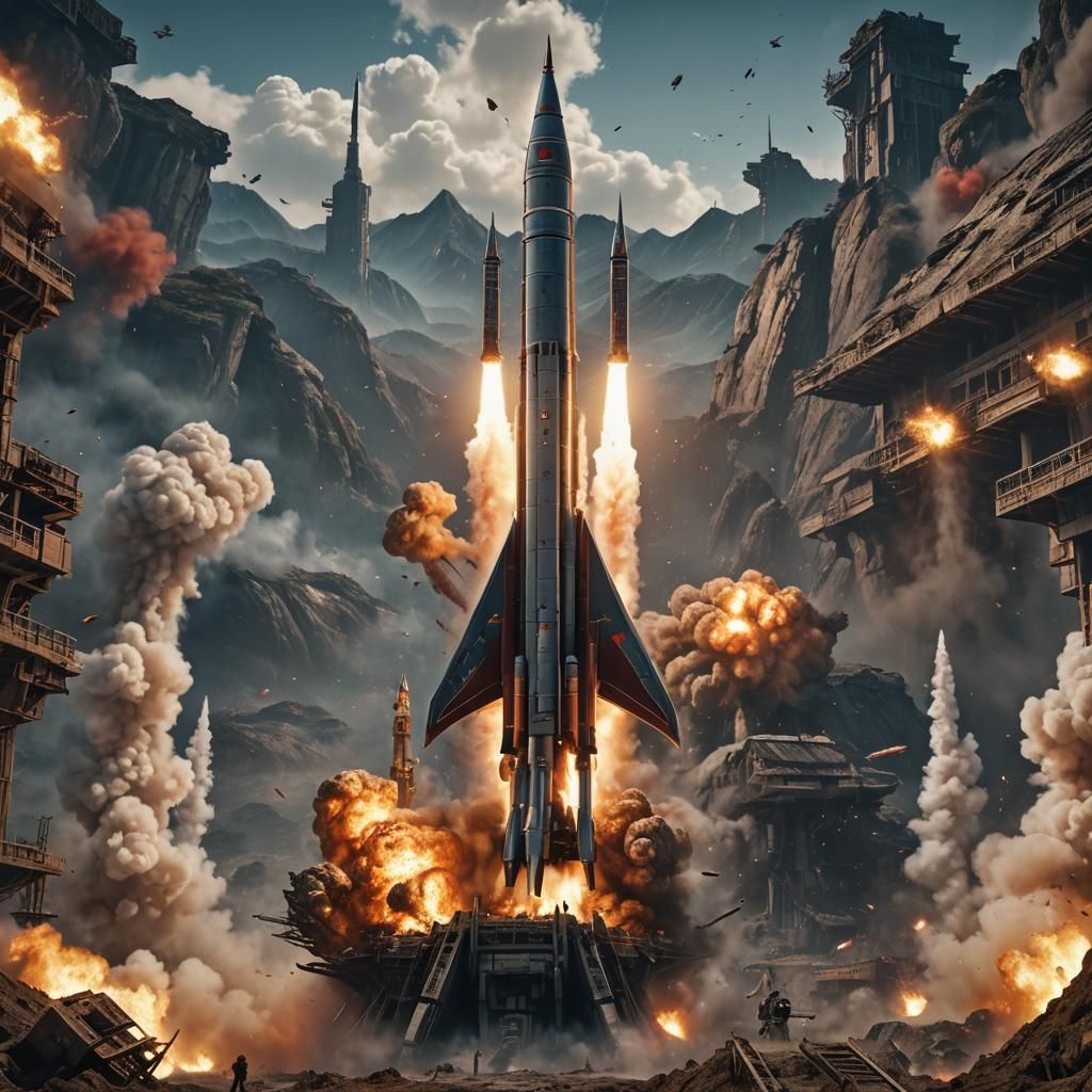 North Korean Leader as Rocket Man: Detailed Matte Painting