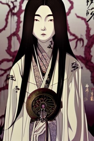 Ethereal Japanese Goddess of Death in Studio Ghibli Style