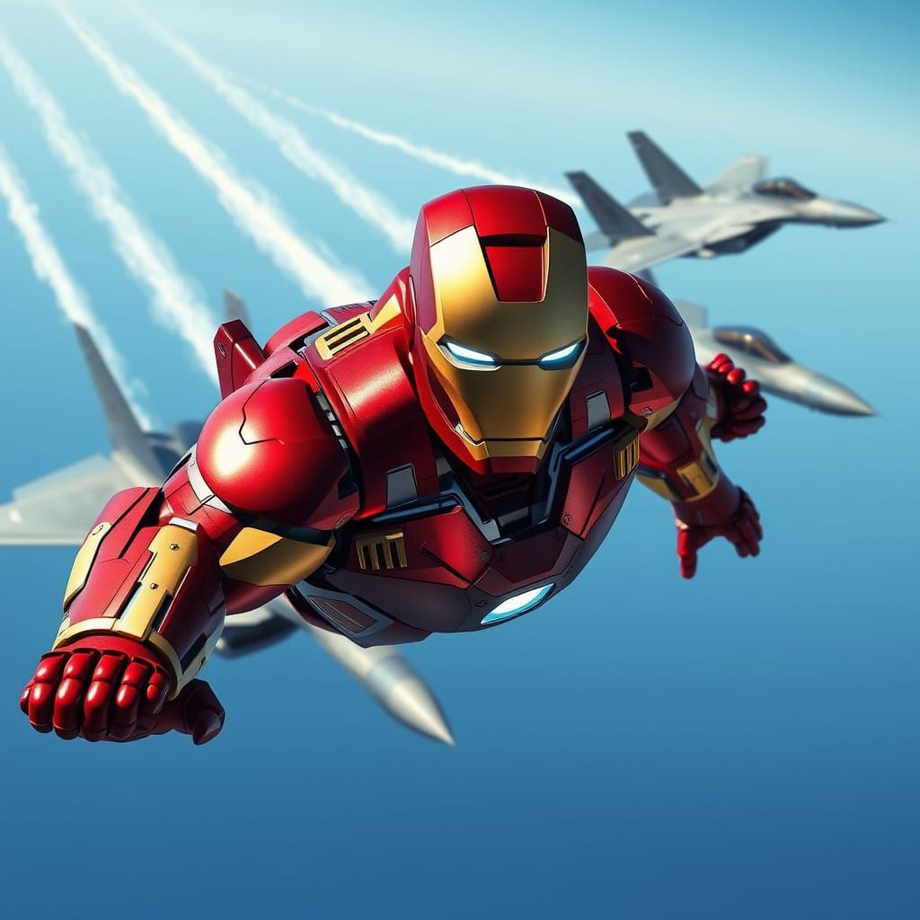 Iron Man in High-Speed Chase Through the Sky