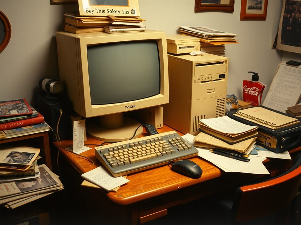 Retro Home Computer Setup in Vintage Filter