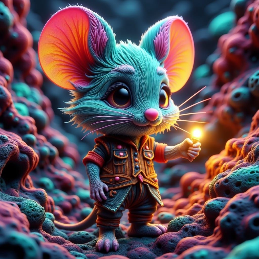 Whimsical Chibi Hybrid Creature in Hyper-Maximalism Style