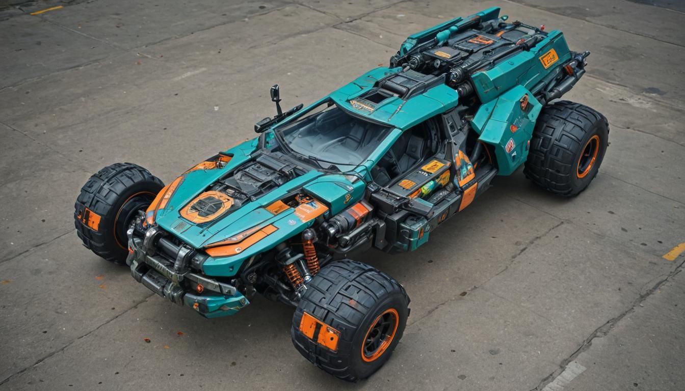 Cyberpunk Wheeled Vehicle in Simon Bisley Style