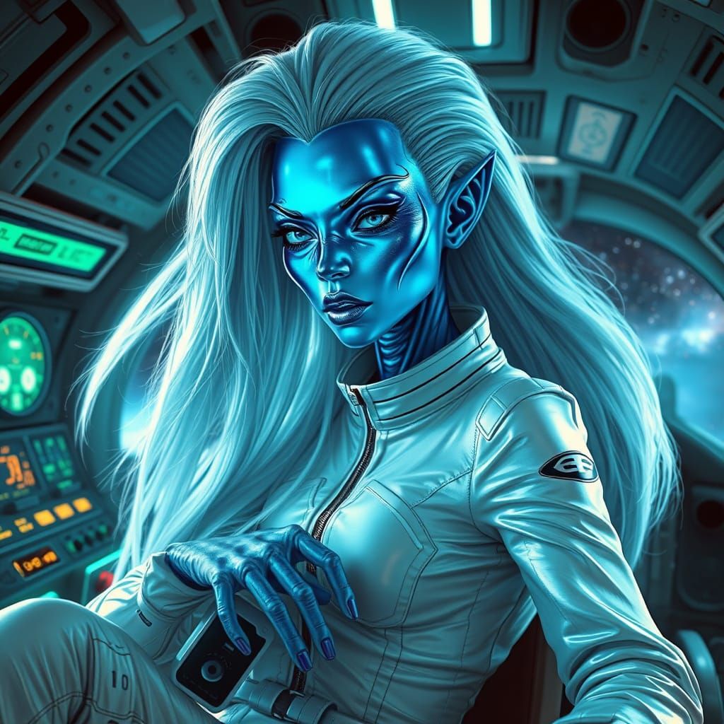 Galactic Goddess in Cosmic Cockpit