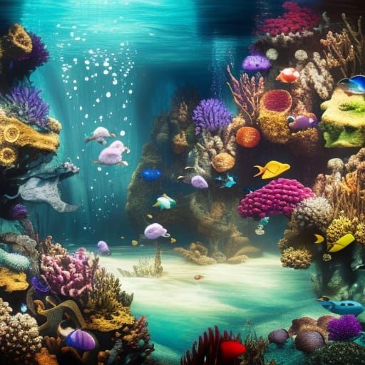 Hyperrealistic Underwater Fantasy Kingdom: Photorealistic Fi...