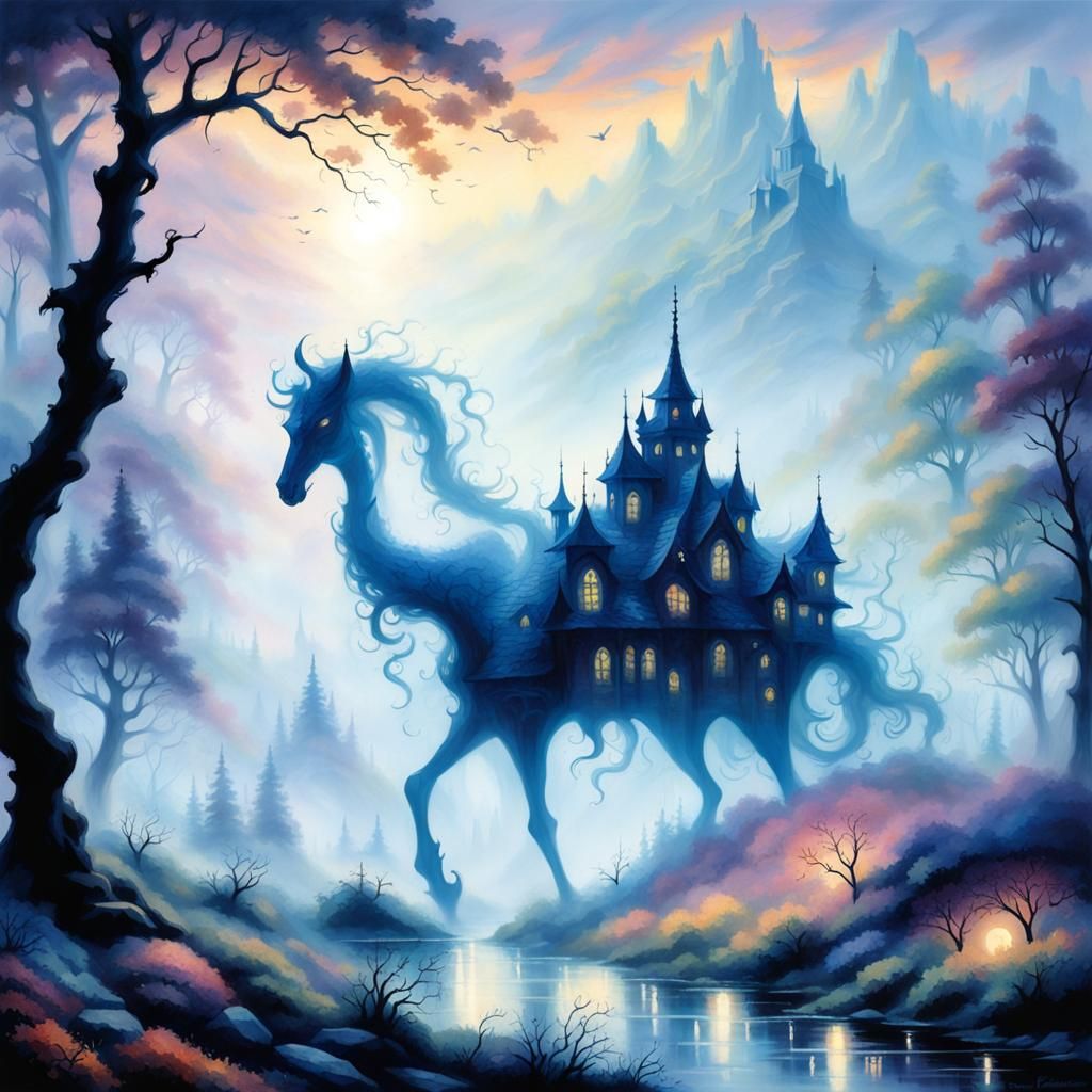 Ethereal Polymorph Silhouette in Dreamy Mist