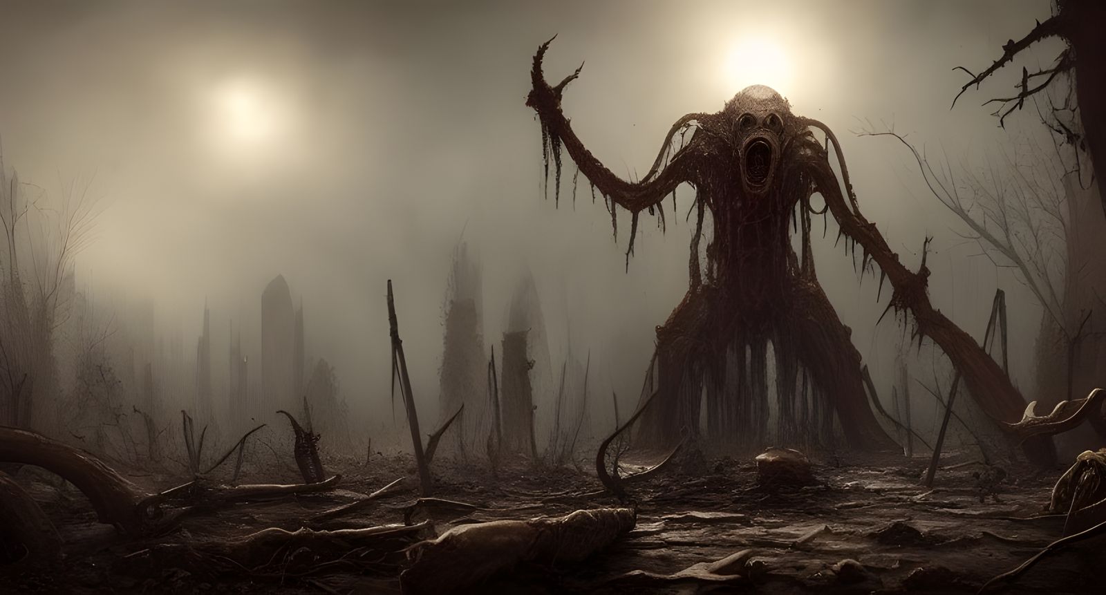 Dark Post-Apocalyptic World Ruined by Lovecraftian God