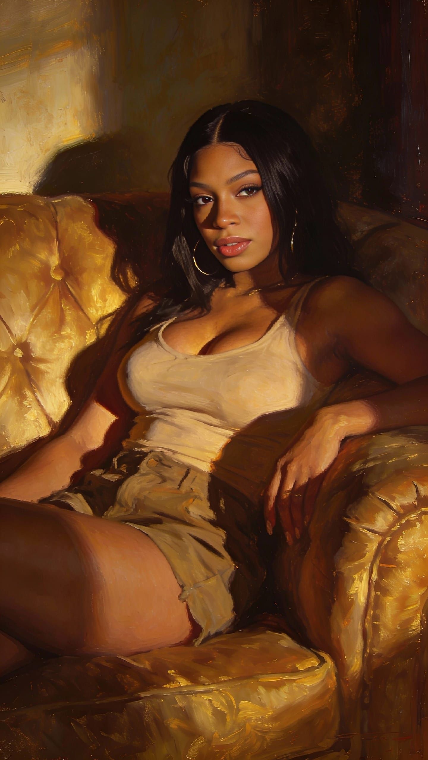 Nicki Minaj Poses Casually on Sofa in Digital Painting
