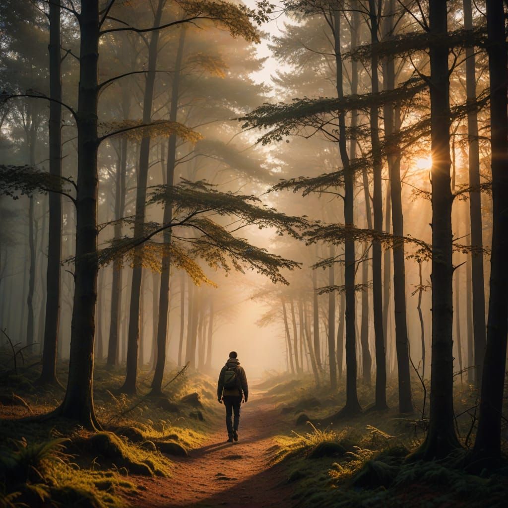 Golden Hour Forest Cathedral