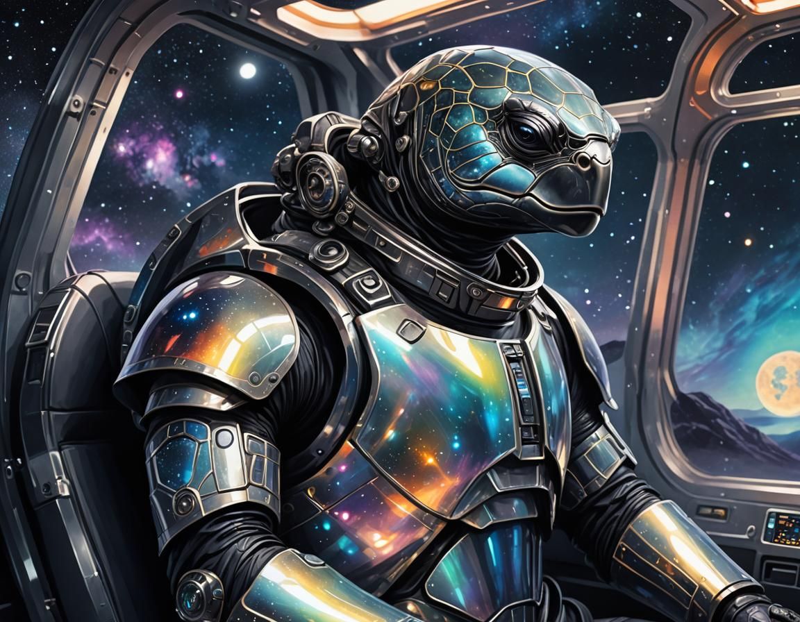 Turtle in EV Suit Gazing at Stars