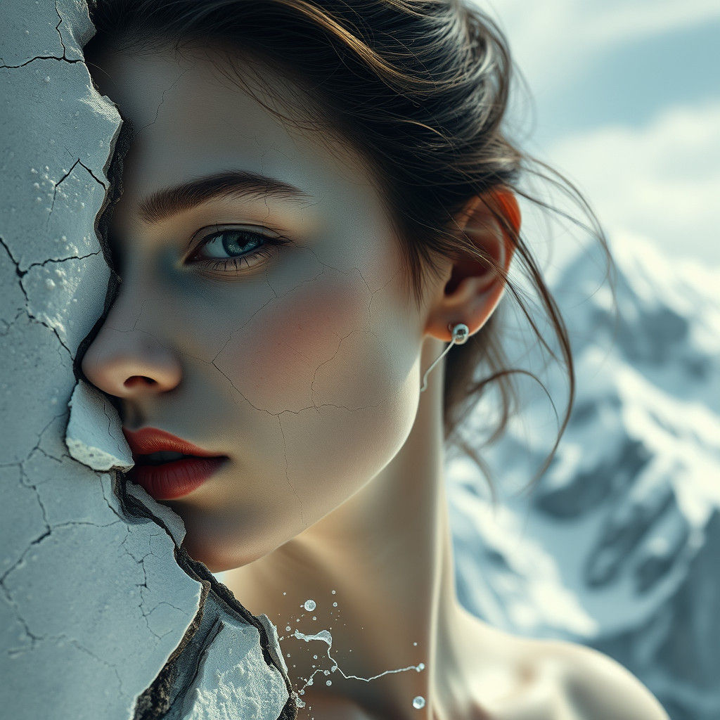 Cracked Ceramic Skin Beauty in Earthquake